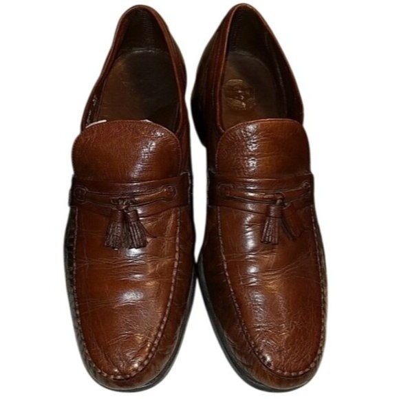 Florsheim Mens Brown Leather Tassel Loafers Size 10 D - Picture 1 of 7